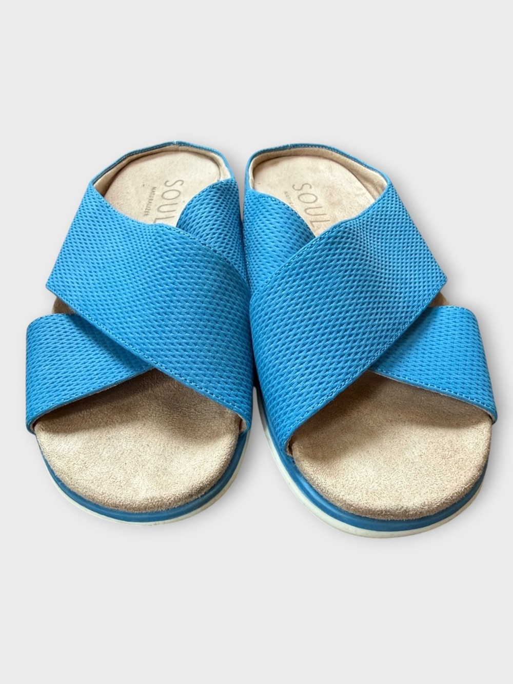 SOUL Naturalizer Jessa Blue Cross-Band Slide Sandals Sz 9